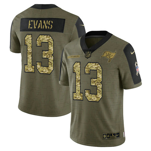 Men's Tampa Bay Buccaneers #13 Mike Evans 2021 Olive Camo Salute To Service Limited Stitched Jersey