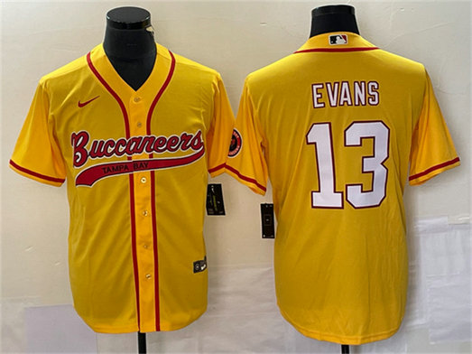 Men's Tampa Bay Buccaneers #13 Mike Evans Gold Cool Base Stitched Baseball Jersey