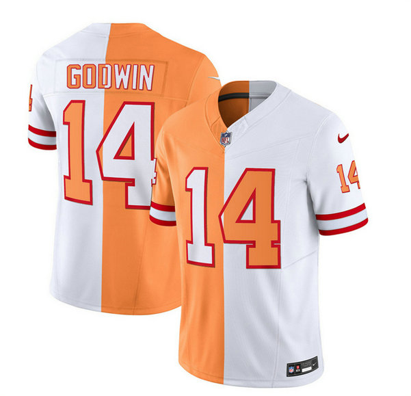 Men's Tampa Bay Buccaneers #14 Chris Godwin 2023 F.U.S.E. White Gold Split Throwback Limited Stitched Jersey