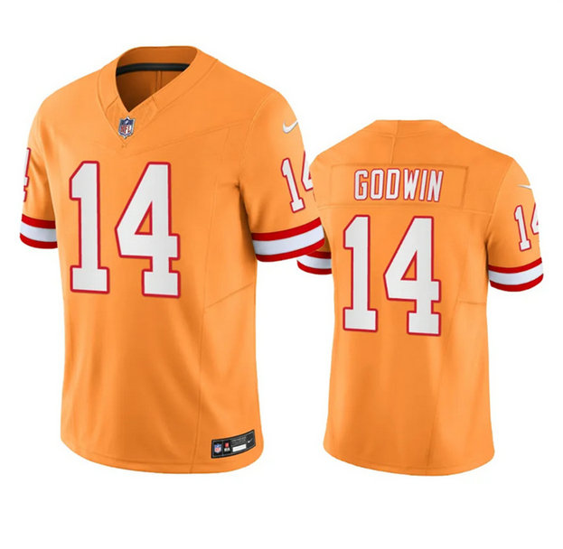 Men's Tampa Bay Buccaneers #14 Chris Godwin Orange Throwback Limited Stitched Jersey
