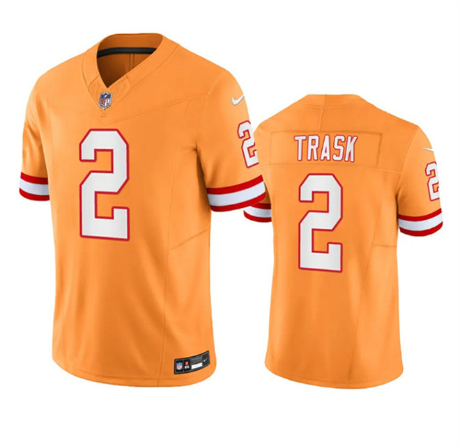 Men's Tampa Bay Buccaneers #2 Kyle Trask Orange Throwback Limited Stitched Jersey