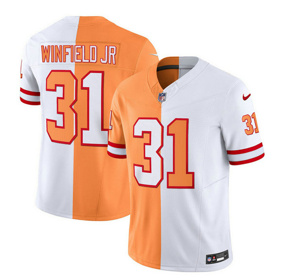 Men's Tampa Bay Buccaneers #31 Antoine Winfield Jr. 2023 F.U.S.E. White Gold Split Throwback Limited Stitched Jersey