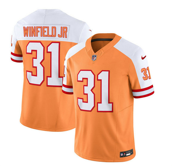 Men's Tampa Bay Buccaneers #31 Antoine Winfield Jr. 2023 F.U.S.E. White Gold Throwback Limited Stitched Jersey