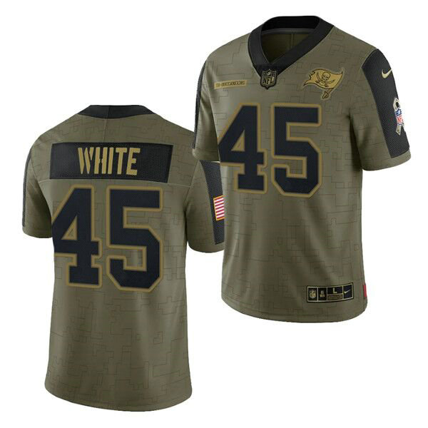 Men's Tampa Bay Buccaneers #45 Devin White 2021 Olive Salute To Service Limited Stitched Jersey