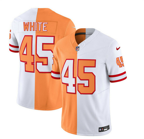 Men's Tampa Bay Buccaneers #45 Devin White 2023 F.U.S.E. White Gold Split Throwback Limited Stitched Jersey