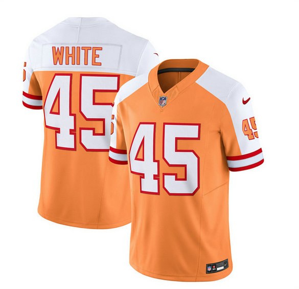 Men's Tampa Bay Buccaneers #45 Devin White 2023 F.U.S.E. White Gold Throwback Limited Stitched Jersey