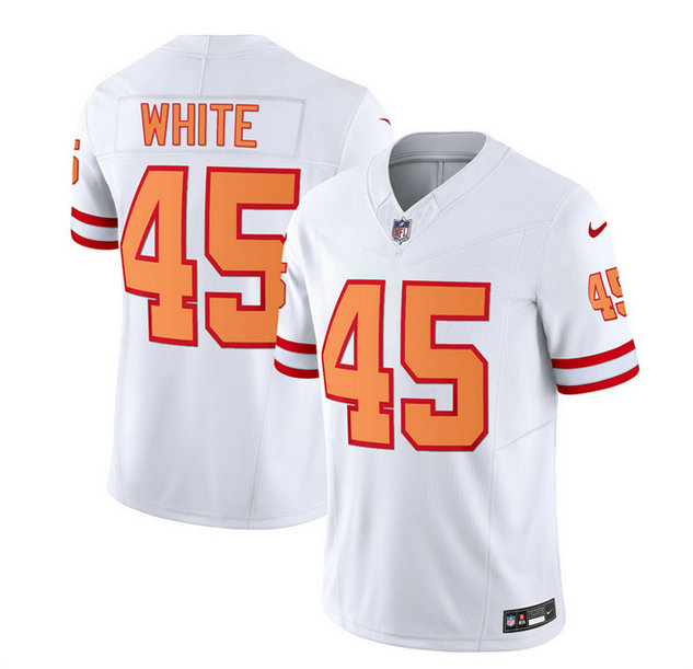 Men's Tampa Bay Buccaneers #45 Devin White 2023 F.U.S.E. White Throwback Limited Stitched Jersey