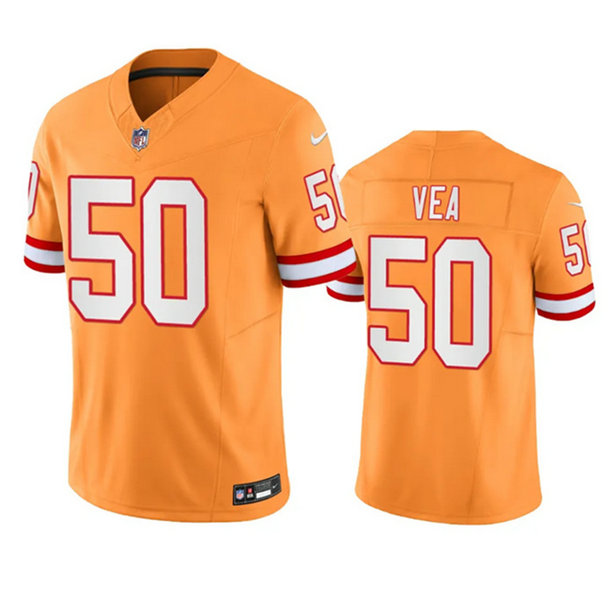 Men's Tampa Bay Buccaneers #50 Vita Vea Orange Throwback Limited Stitched Jersey