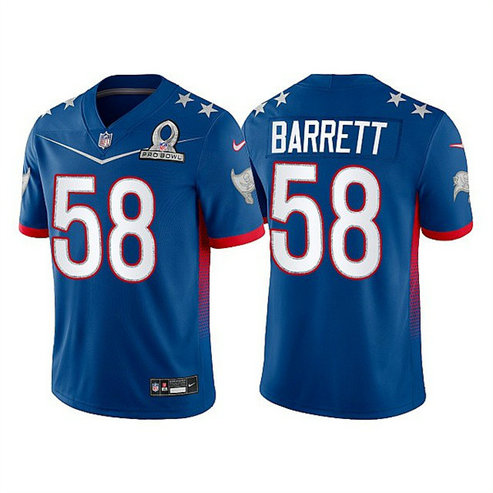 Men's Tampa Bay Buccaneers #58 Shaquil Barrett 2022 Royal NFC Pro Bowl Stitched Jersey