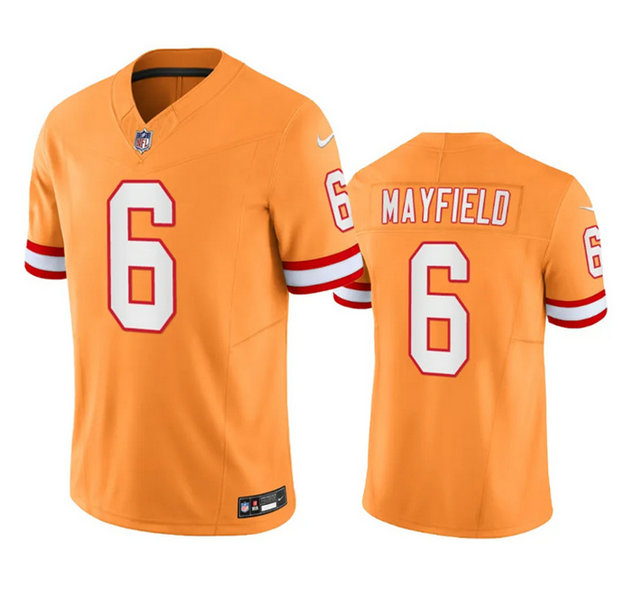 Men's Tampa Bay Buccaneers #6 Baker Mayfield Orange Throwback Limited Stitched Jersey