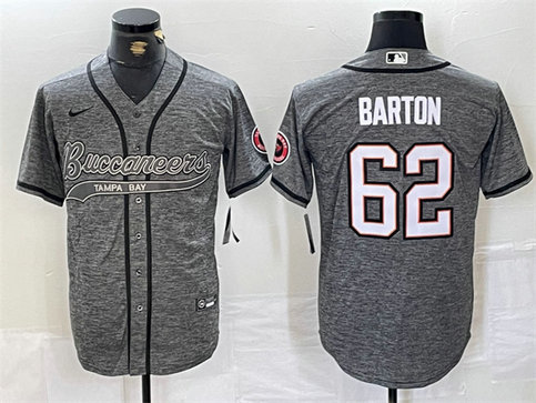 Men's Tampa Bay Buccaneers #62 Graham Barton Grey Cool Base Stitched Baseball Jersey