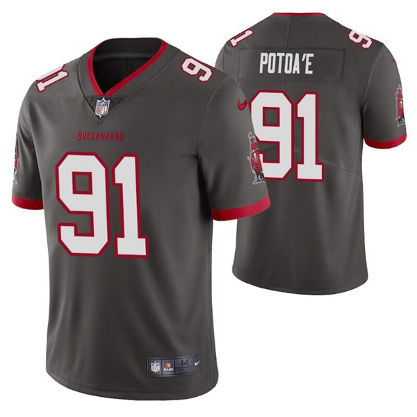Men's Tampa Bay Buccaneers #91 Benning Potoa'e Grey Vapor Untouchable Limited Stitched Jersey