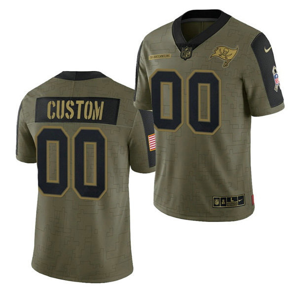 Men's Tampa Bay Buccaneers ACTIVE PLAYER Custom 2021 Olive Salute To Service Limited