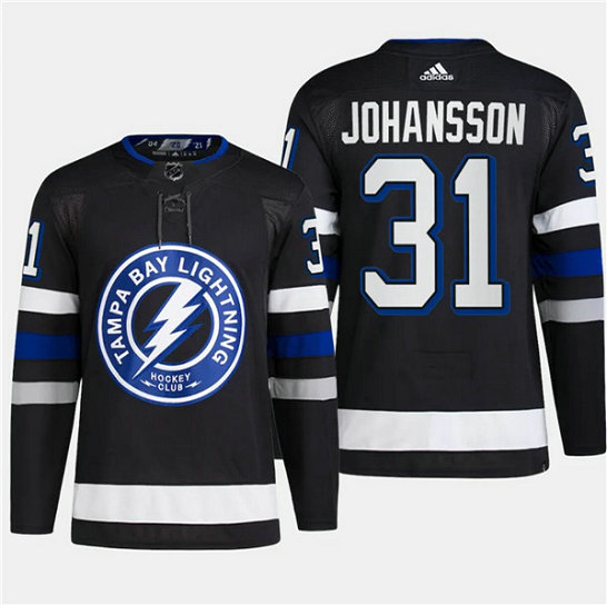 Men's Tampa Bay Lightning #31 Jonas Johansson Black 2024 Stadium Series Stitched Jersey
