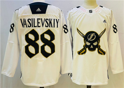 Men's Tampa Bay Lightning #88 Andrei Vasilevskiy White Stitched Jersey