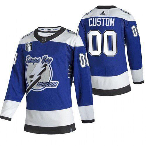 Men's Tampa Bay Lightning Active Player Custom 2022 Blue Stanley Cup Final Patch Stitched Jersey