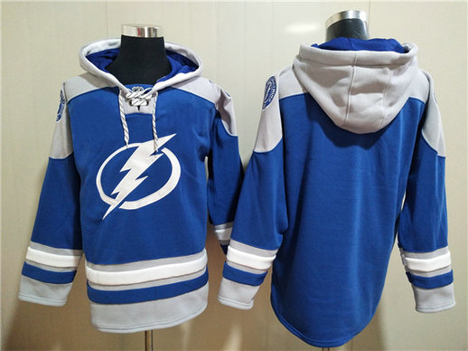 Men's Tampa Bay Lightning Blank Blue Ageless Must-Have Lace-Up Pullover Hoodie