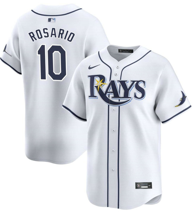 Men's Tampa Bay Rays #10 Amed Rosario White Home Limited Stitched Baseball Jersey