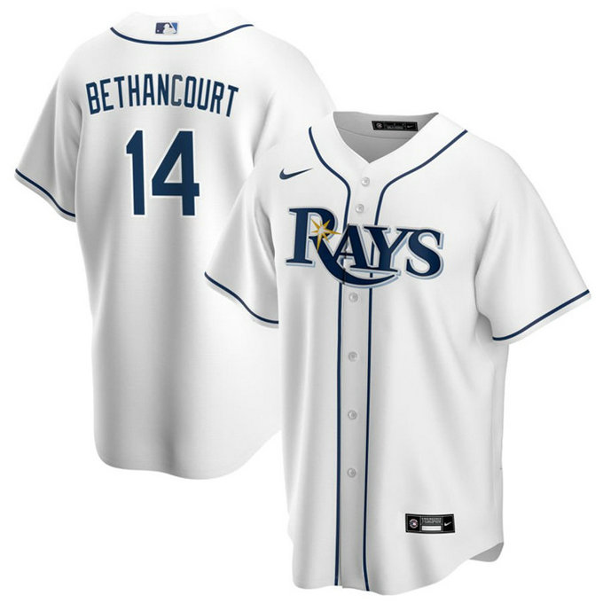 Men's Tampa Bay Rays #14 Christian Bethancourt White Cool Base Stitched Baseball Jersey