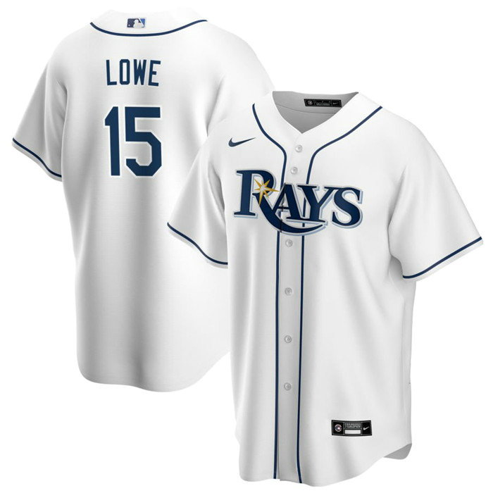 Men's Tampa Bay Rays #15 Josh Lowe White Cool Base Stitched Baseball Jersey