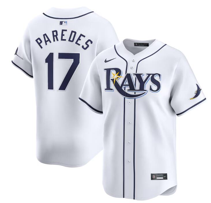 Men's Tampa Bay Rays #17 Isaac Paredes White Home Limited Stitched Baseball Jersey
