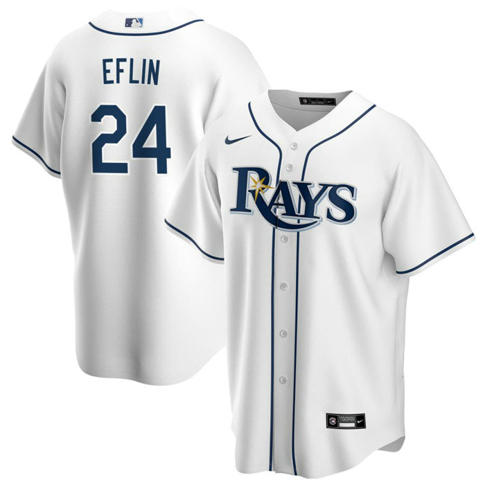 Men's Tampa Bay Rays #24 Zach Eflin White Cool Base Stitched Baseball Jersey