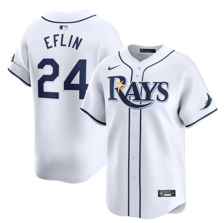 Men's Tampa Bay Rays #24 Zach Eflin White Home Limited Stitched Baseball Jersey
