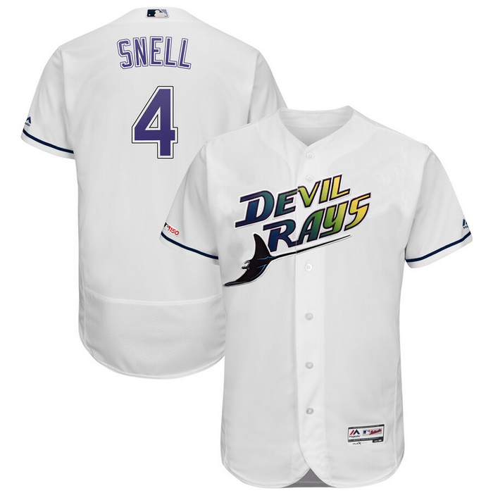 Men's Tampa Bay Rays #4 Blake Snell White Flex Base Stitched Jersey