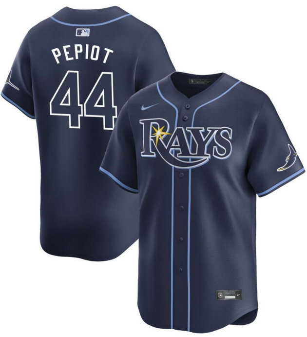 Men's Tampa Bay Rays #44 Ryan Pepiot Navy 2024 Away Limited Stitched Baseball Jersey
