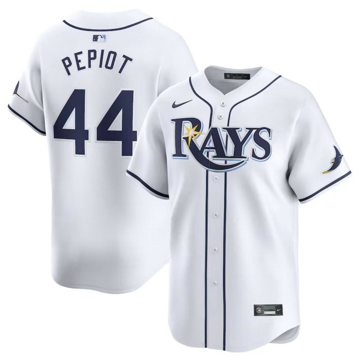 Men's Tampa Bay Rays #44 Ryan Pepiot White 2024 Home Limited Stitched Baseball Jersey