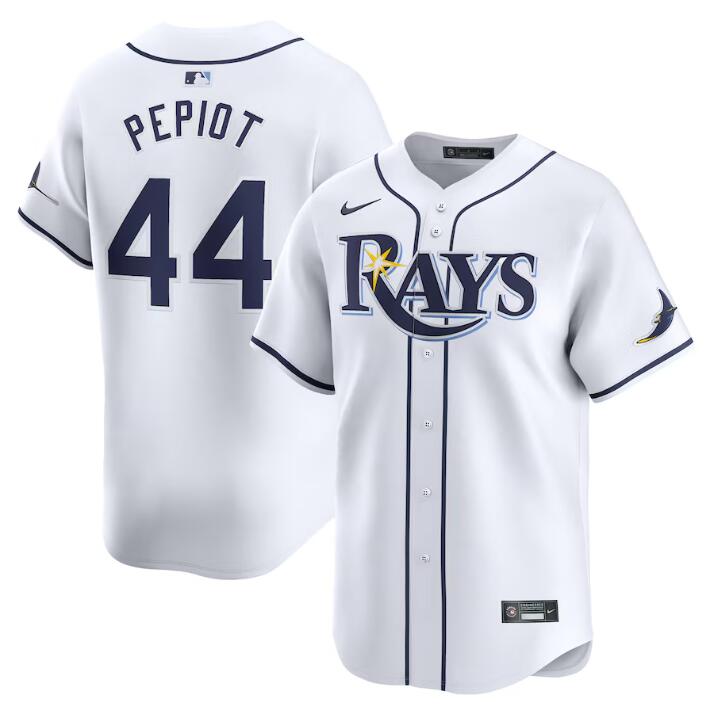 Men's Tampa Bay Rays #44 Ryan Pepiot White Home Limited Stitched Baseball Jersey