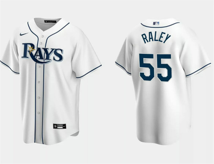 Men's Tampa Bay Rays #55 Luke Raley White Cool Base Stitched Baseball Jersey