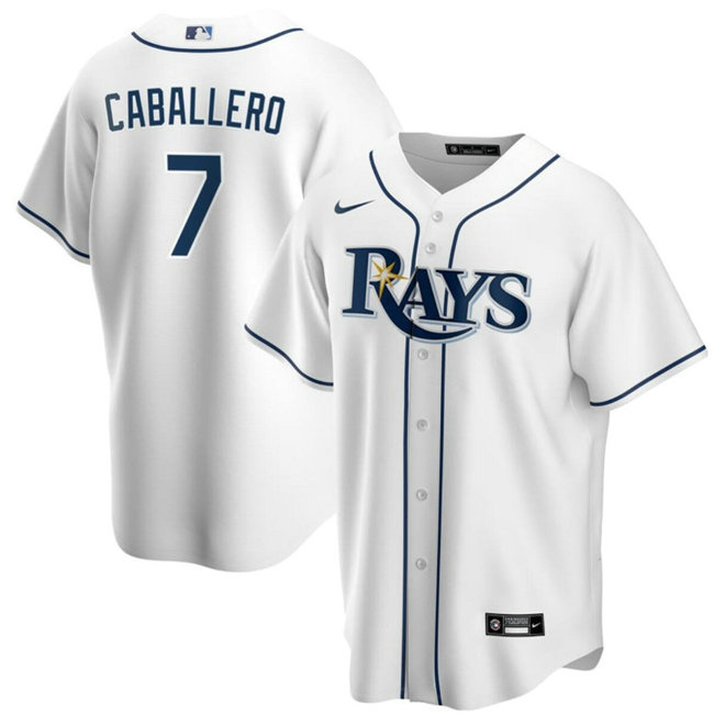 Men's Tampa Bay Rays #7 Jose Caballero White Cool Base Stitched Baseball Jersey