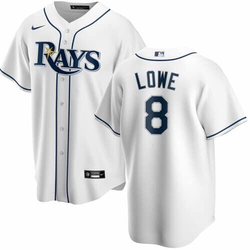 Men's Tampa Bay Rays #8 Brandon Lowe White Cool Base Stitched Baseball Jersey