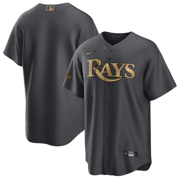 Men's Tampa Bay Rays Blank 2022 All-Star Charcoal Cool Base Stitched Baseball Jersey
