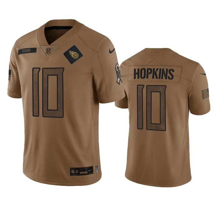 Men's Tennessee Titans #10 DeAndre Hopkins 2023 Brown Salute To Service Stitched Football Jersey