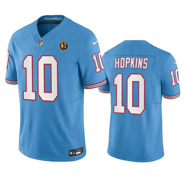 Men's Tennessee Titans #10 DeAndre Hopkins Blue 2023 F.U.S.E. Throwback With John Madden Patch Vapor Limited Stitched Football Jersey