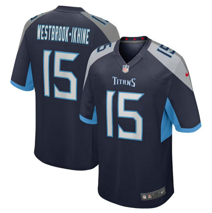 Men's Tennessee Titans #15 Nick Westbrook-Ikhine Navy Stitched Game Football Jersey