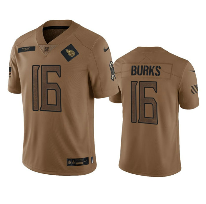 Men's Tennessee Titans #16 Treylon Burks 2023 Brown Salute To Service Stitched Football Jersey