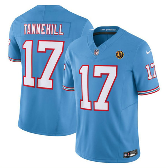 Men's Tennessee Titans #17 Ryan Tannehill Blue 2023 F.U.S.E. Throwback With John Madden Patch Vapor Limited Stitched Football Jersey