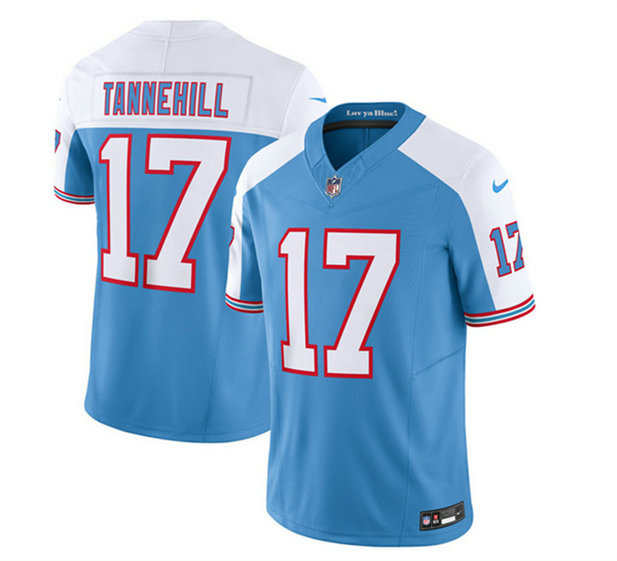 Men's Tennessee Titans #17 Ryan Tannehill Blue White 2023 F.U.S.E. Vapor Limited Throwback Stitched Football Jersey