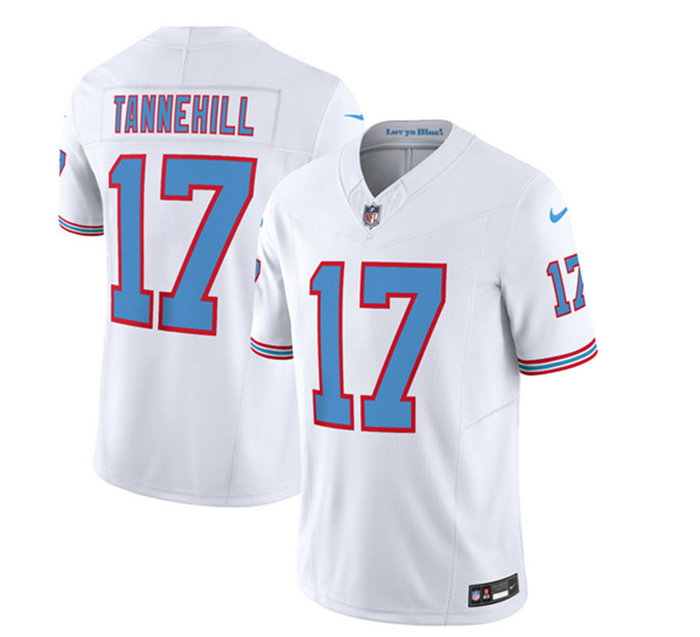 Men's Tennessee Titans #17 Ryan Tannehill White 2023 F.U.S.E. Vapor Limited Throwback Stitched Football Jersey