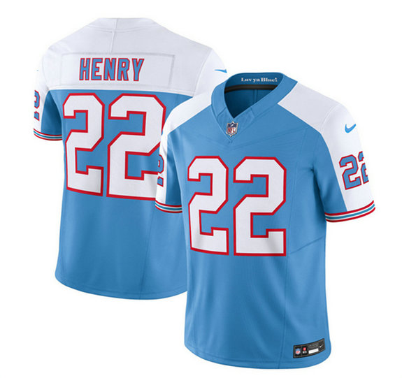 Men's Tennessee Titans #22 Derrick Henry Blue White 2023 F.U.S.E. Vapor Limited Throwback Stitched Football Jersey