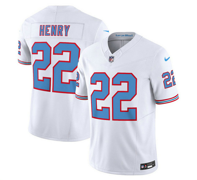 Men's Tennessee Titans #22 Derrick Henry White 2023 F.U.S.E. Vapor Limited Throwback Stitched Football Jersey