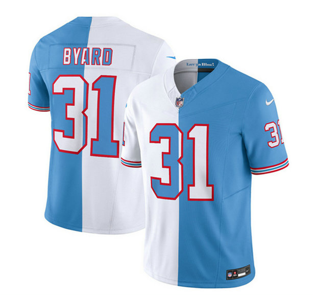 Men's Tennessee Titans #31 Kevin Byard White Blue 2023 F.U.S.E. Split Vapor Limited Throwback Stitched Football Jersey