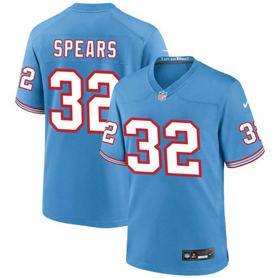 Men's Tennessee Titans #32 Tyjae Spears Blue Throwback Stitched Game Football Jersey