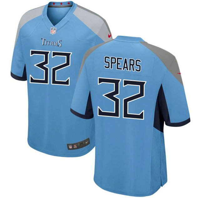 Men's Tennessee Titans #32 Tyjae Spears Light Blue Stitched Game Football Jersey