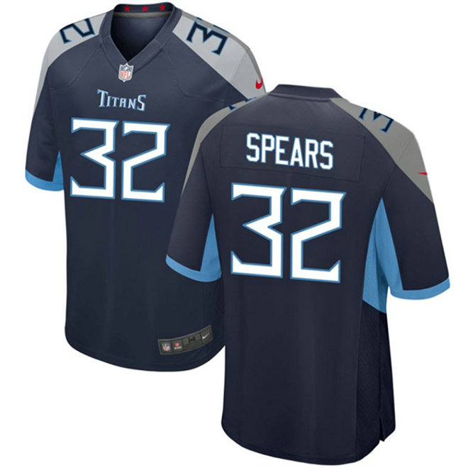 Men's Tennessee Titans #32 Tyjae Spears Navy Stitched Game Football Jersey