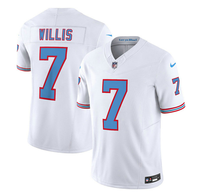 Men's Tennessee Titans #7 Malik Willis White 2023 F.U.S.E. Vapor Limited Throwback Stitched Football Jersey