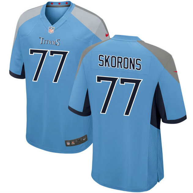 Men's Tennessee Titans #77 Peter Skoronski Blue 2023 Draft Stitched Game Jersey